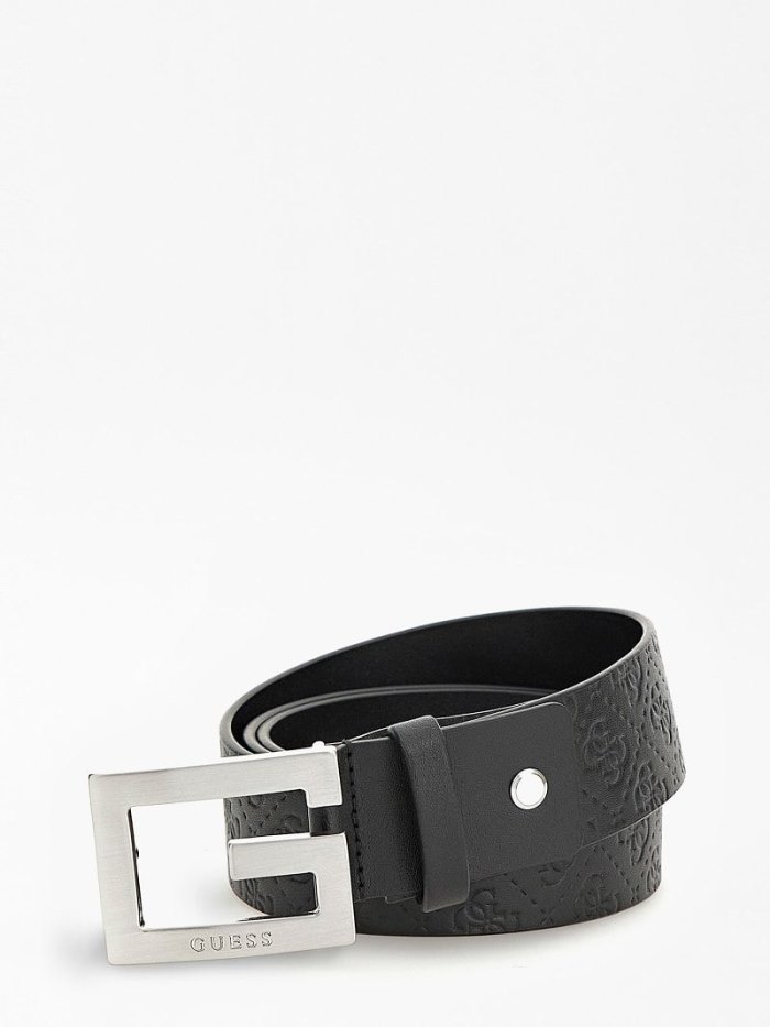 Cinturones Guess Real Leather Belt Hombre Negros | SE-042250