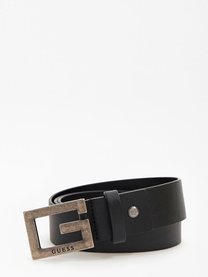 Cinturones Guess Real Leather Belt Hombre Negros | SE-548983