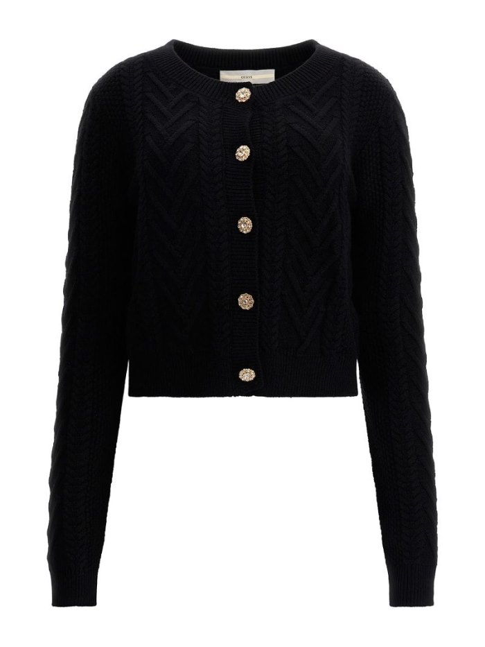 Cárdigan Guess Cable Knit Mujer Negros | SE-461180