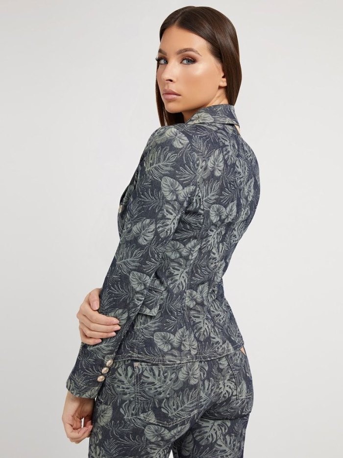 Denim Blazer Guess All Over Print Mujer Azules | SE-522428