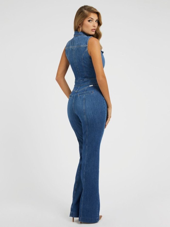 Denim Jumpsuit Guess Flare Mujer Azules | SE-725892