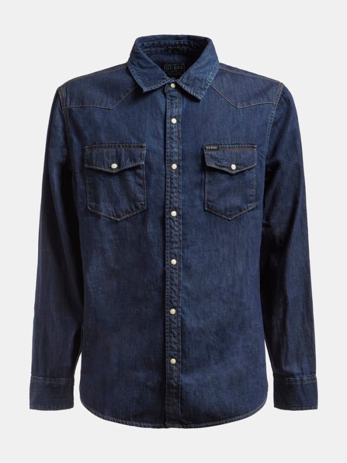 Denim Shirts Guess Regular Fit Hombre Azules | SE-572469