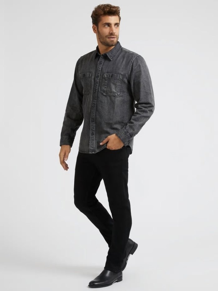 Denim Shirts Guess Regular Fit Hombre Negros | SE-744173