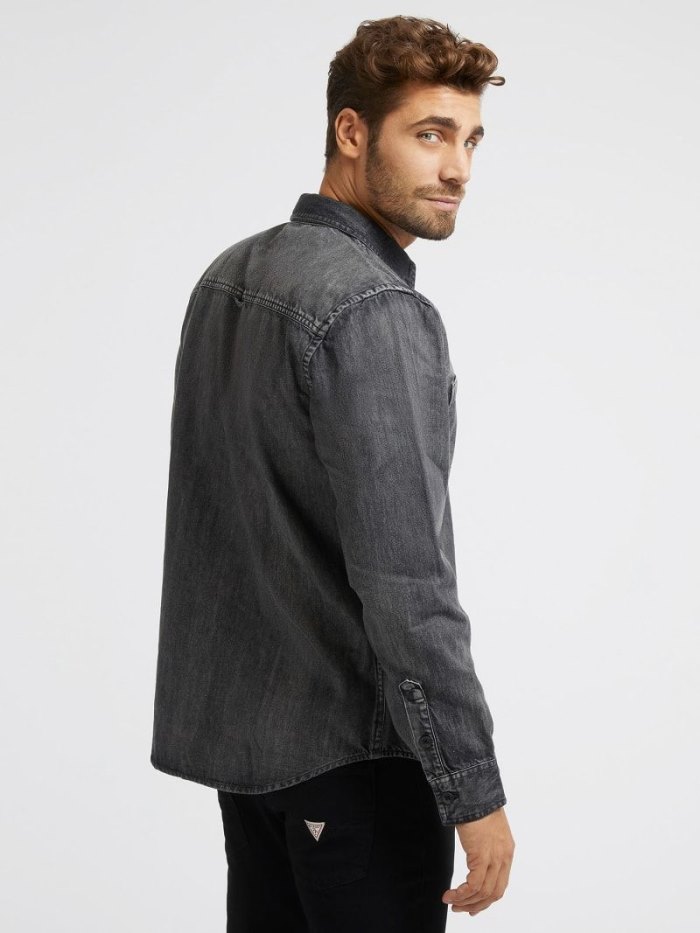 Denim Shirts Guess Regular Fit Hombre Negros | SE-744173