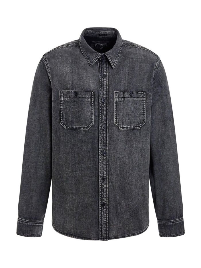 Denim Shirts Guess Regular Fit Hombre Negros | SE-744173