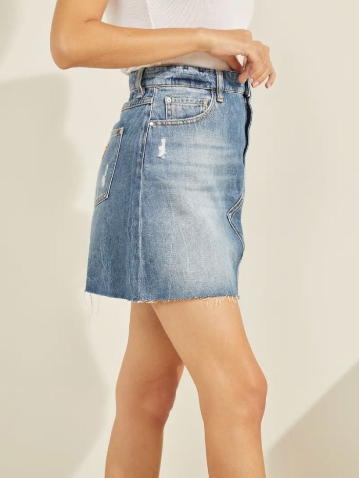 Denim Skirts Guess A-line Fit Mujer Azules | SE-544687