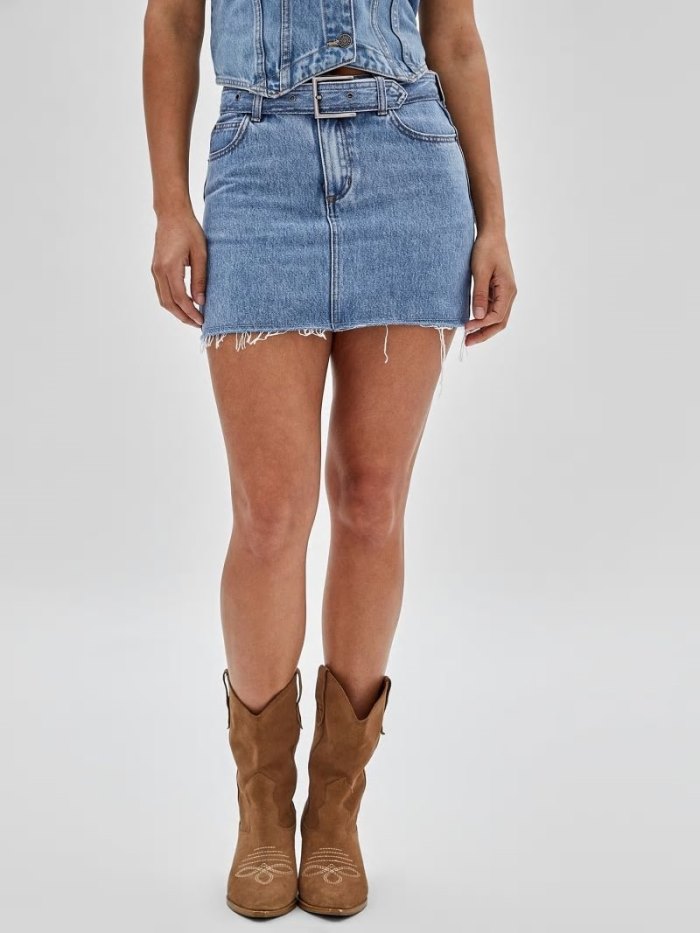 Denim Skirts Guess Belted Mujer Azules | SE-963530