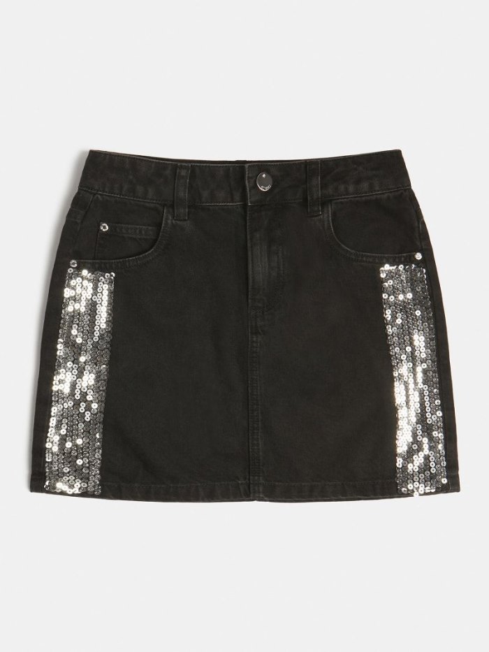 Denim Skirts Guess Sequins Niños Negros | SE-606629