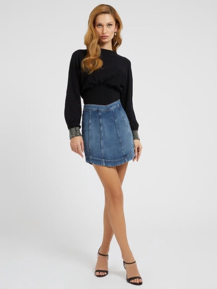 Denim Skirts Guess V-shaped Waist Mujer Azules | SE-735262