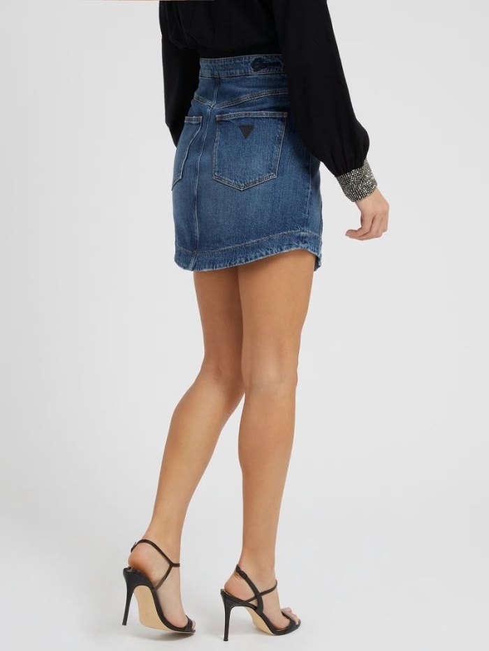 Denim Skirts Guess V-shaped Waist Mujer Azules | SE-735262