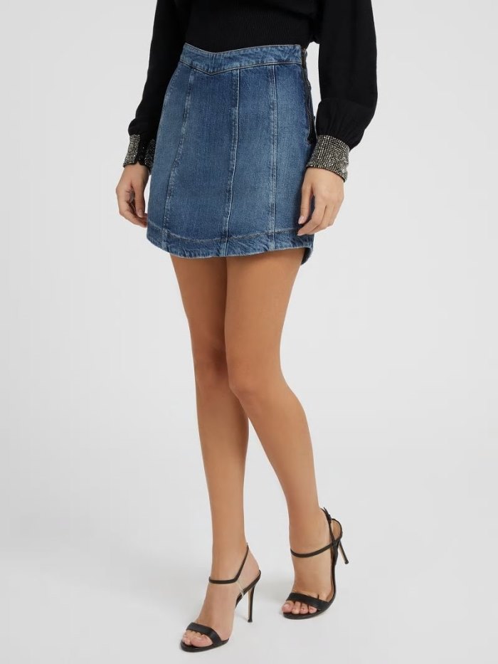 Denim Skirts Guess V-shaped Waist Mujer Azules | SE-735262