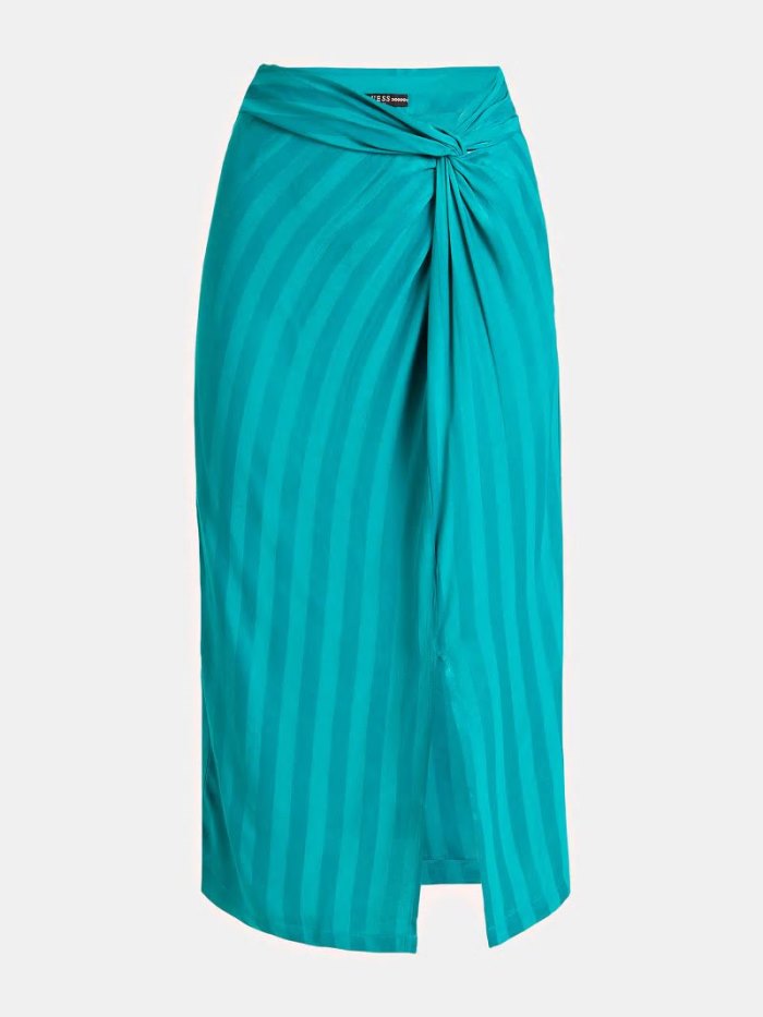 Falda Guess Viscose Striped Mujer Verdes | SE-647838