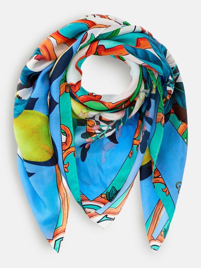 Foulards Guess Majolica Print Mujer Azules | SE-348538