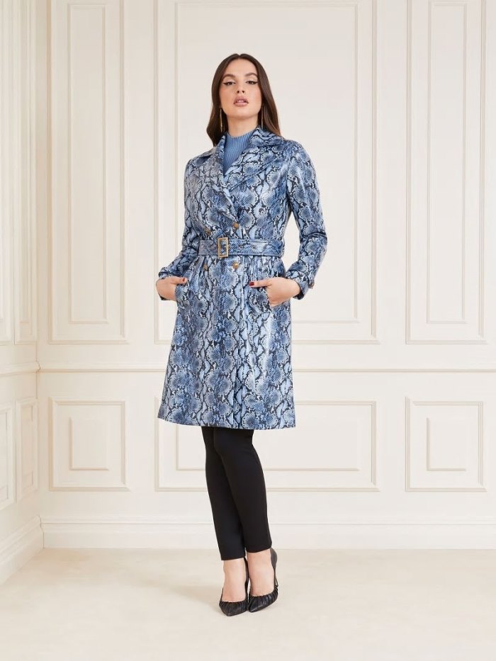 Gabardina Guess Marciano Phyton Print Mujer Azules | SE-841493