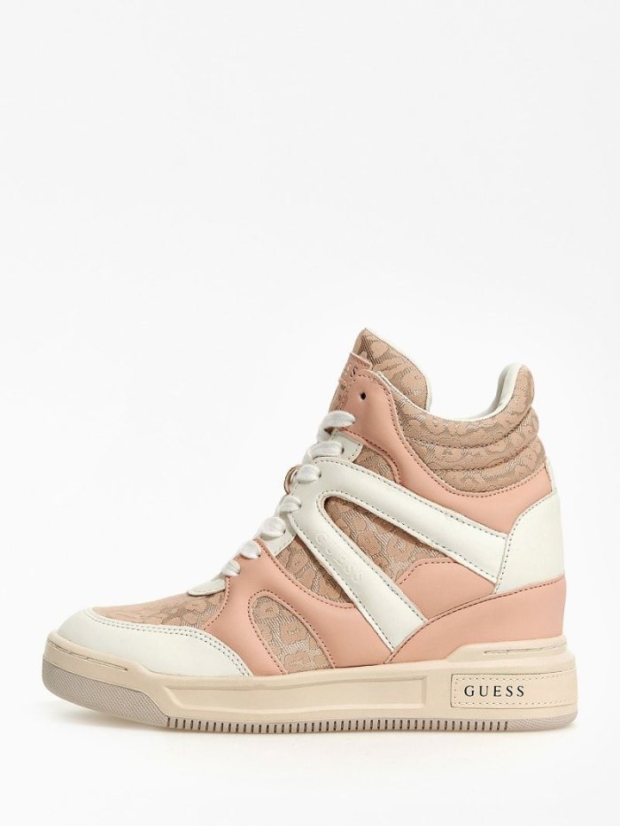 High Top Sneakers Guess Lisa Animalier Mujer Rosas | SE-177647