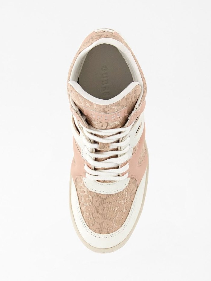 High Top Sneakers Guess Lisa Animalier Mujer Rosas | SE-177647