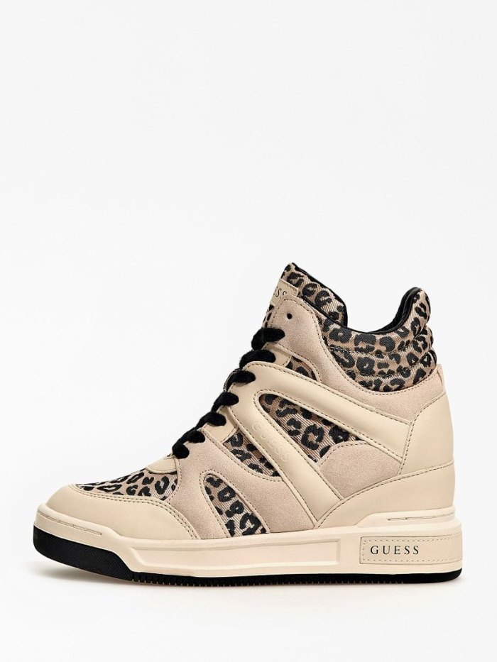 High Top Sneakers Guess Lisa Animalier Mujer Negros | SE-480702