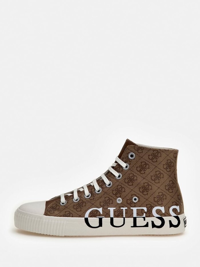 High Top Sneakers Guess New Winners 4g Logo Hombre Beige | SE-925821