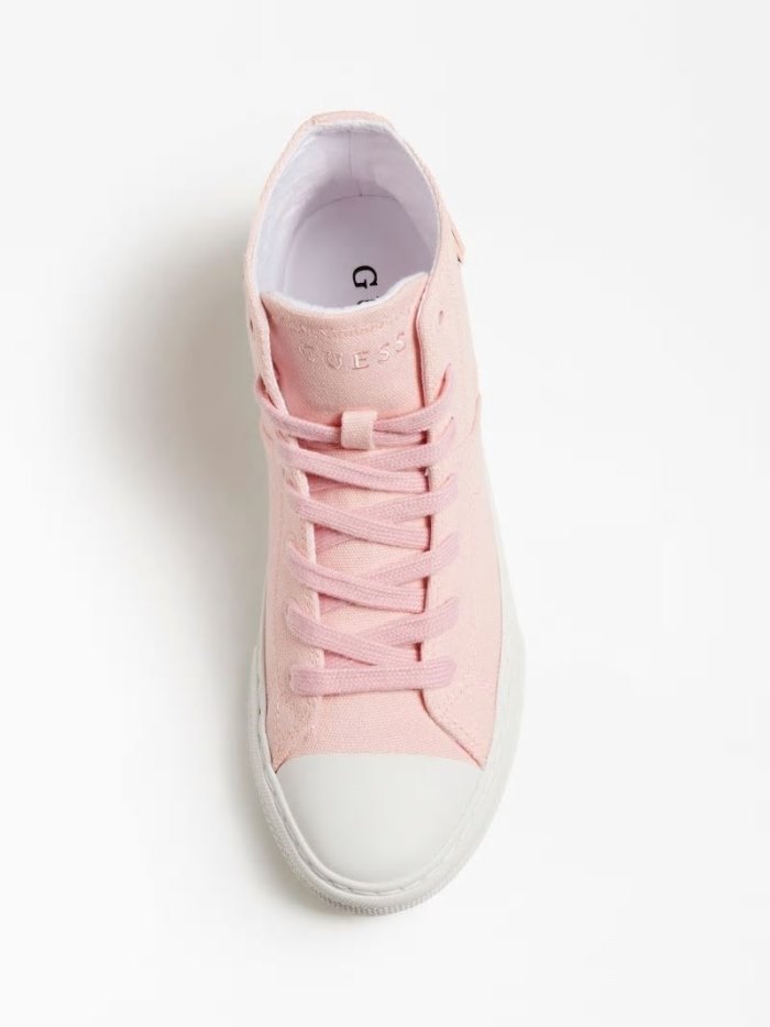 High Top Sneakers Guess Prinze Logo Mujer Creme | SE-129779