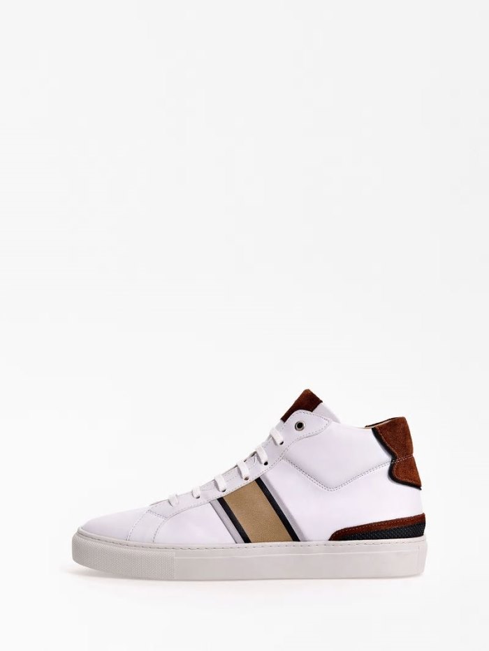 High Top Sneakers Guess Todi Side-stripe Hombre Beige | SE-554494