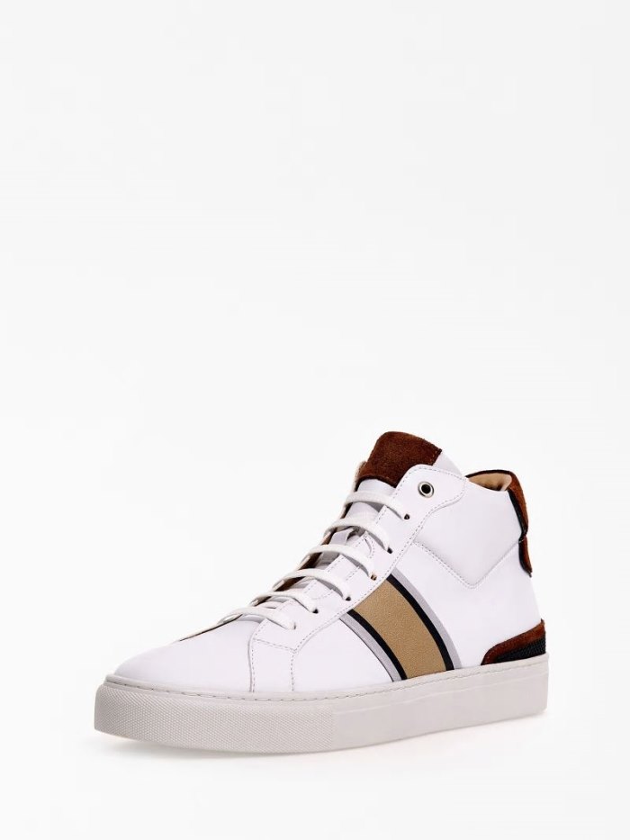 High Top Sneakers Guess Todi Side-stripe Hombre Beige | SE-554494