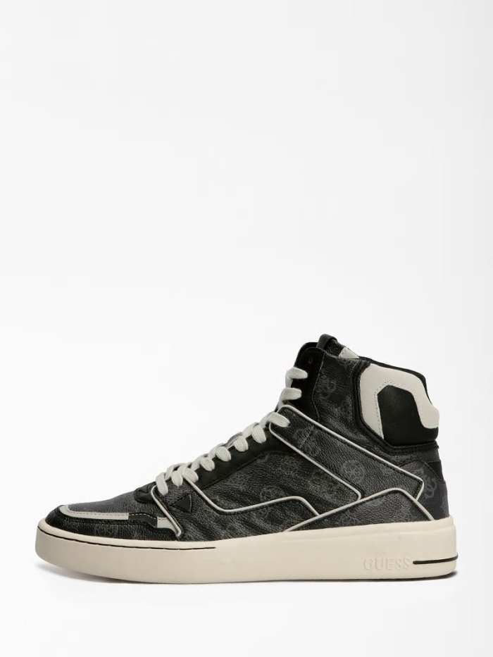 High Top Sneakers Guess Verona 4g Logo Hombre Negros | SE-557106