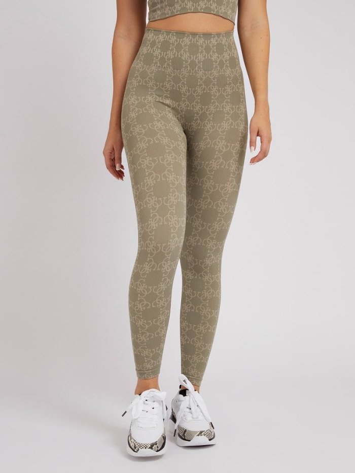 Leggins Guess 4g Logo Seamless Mujer Verde Oliva Claro | SE-497225