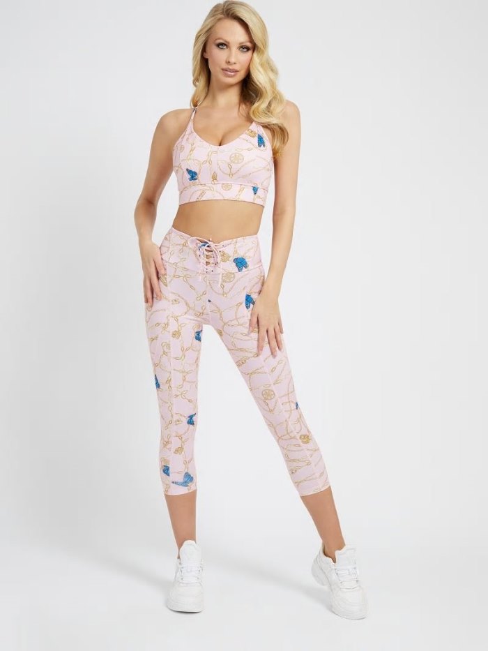 Leggins Guess All Over Print Mujer Rosas | SE-826712