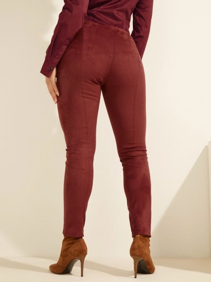 Leggins Guess Faux Suede Mujer Rojos | SE-730950