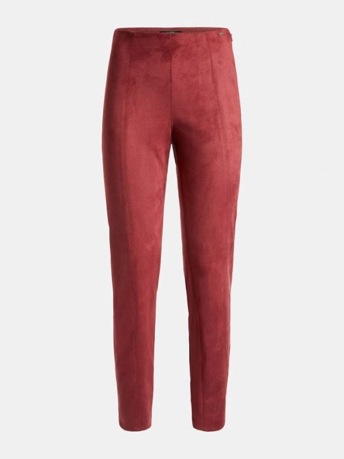 Leggins Guess Faux Suede Mujer Rojos | SE-730950