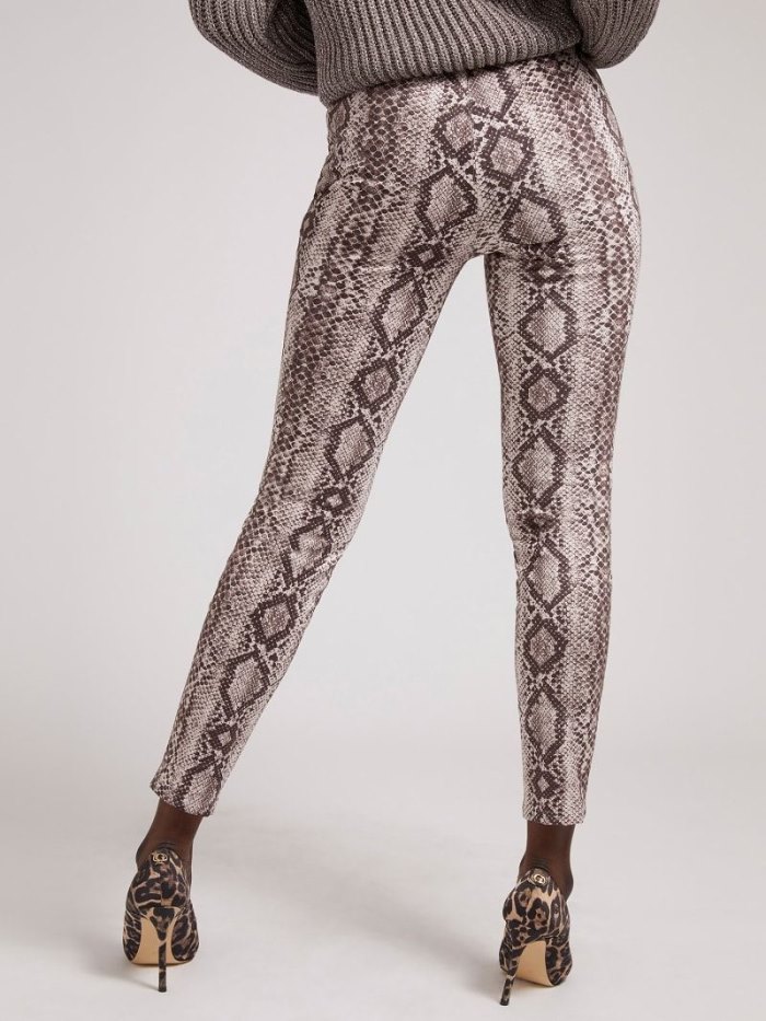 Leggins Guess Faux Suede Phyton Print Mujer Marrom | SE-243257