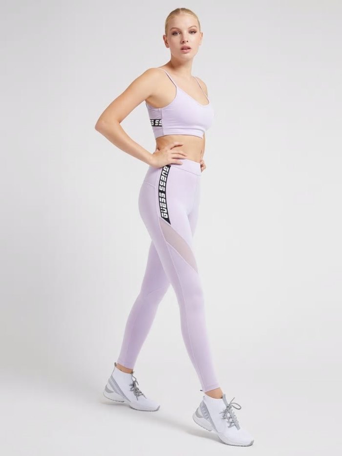 Leggins Guess Logo Tape Microfiber Mujer Lilac | SE-190457