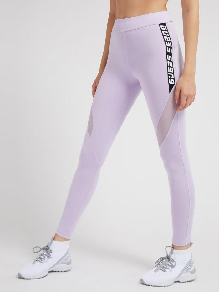 Leggins Guess Logo Tape Microfiber Mujer Lilac | SE-190457