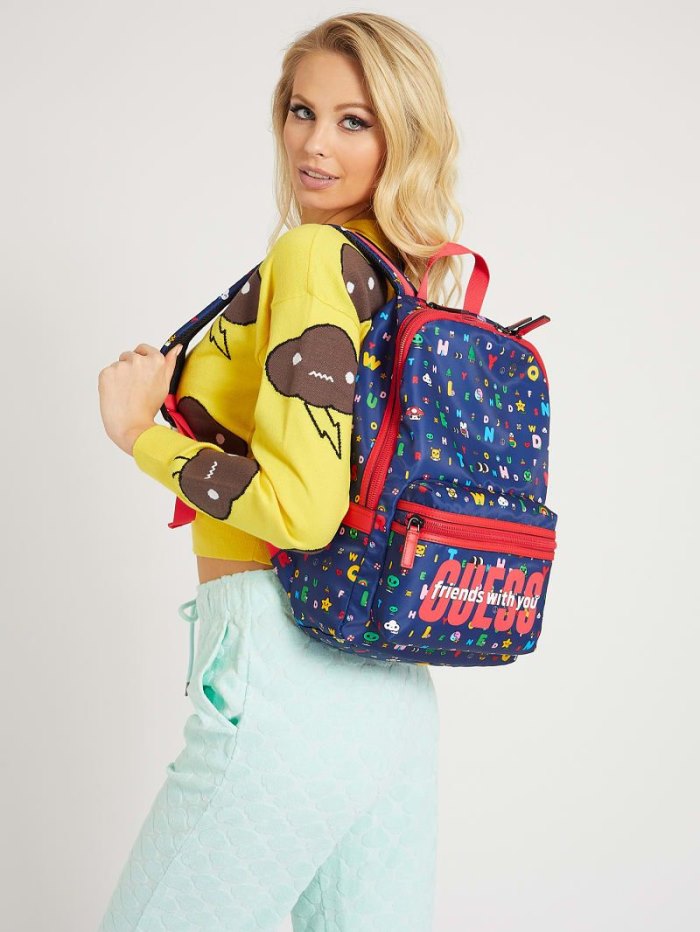 Mochilas Guess All-over Pattern Mujer Azules | SE-240191