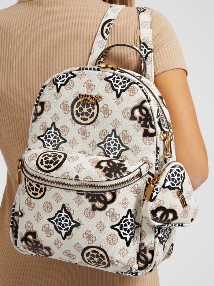 Mochilas Guess House Party 4g Peony Logo Mujer Creme | SE-849079