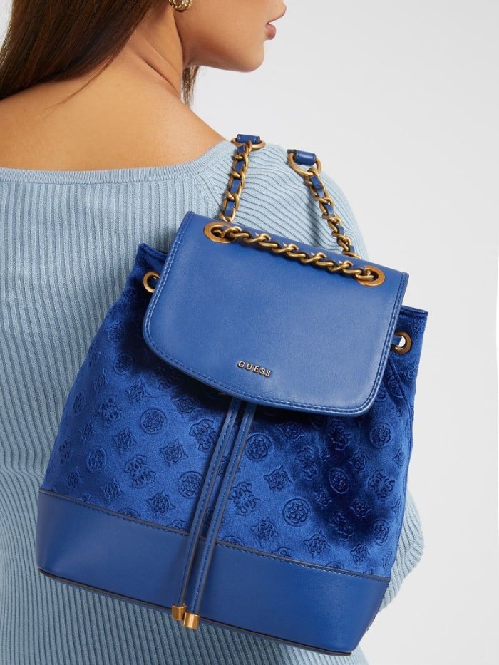 Mochilas Guess Inia Velvet Mujer Azules | SE-178110