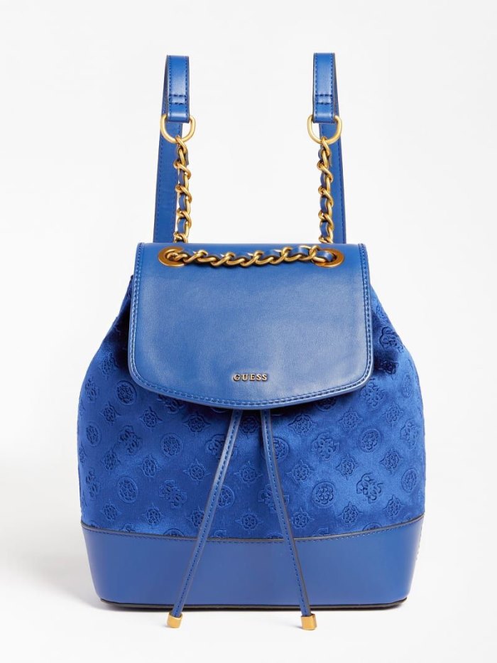 Mochilas Guess Inia Velvet Mujer Azules | SE-178110