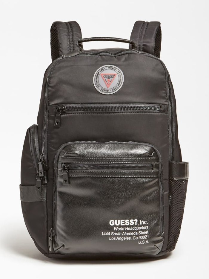 Mochilas Guess Massa Logo Lettering Hombre Negros | SE-074691