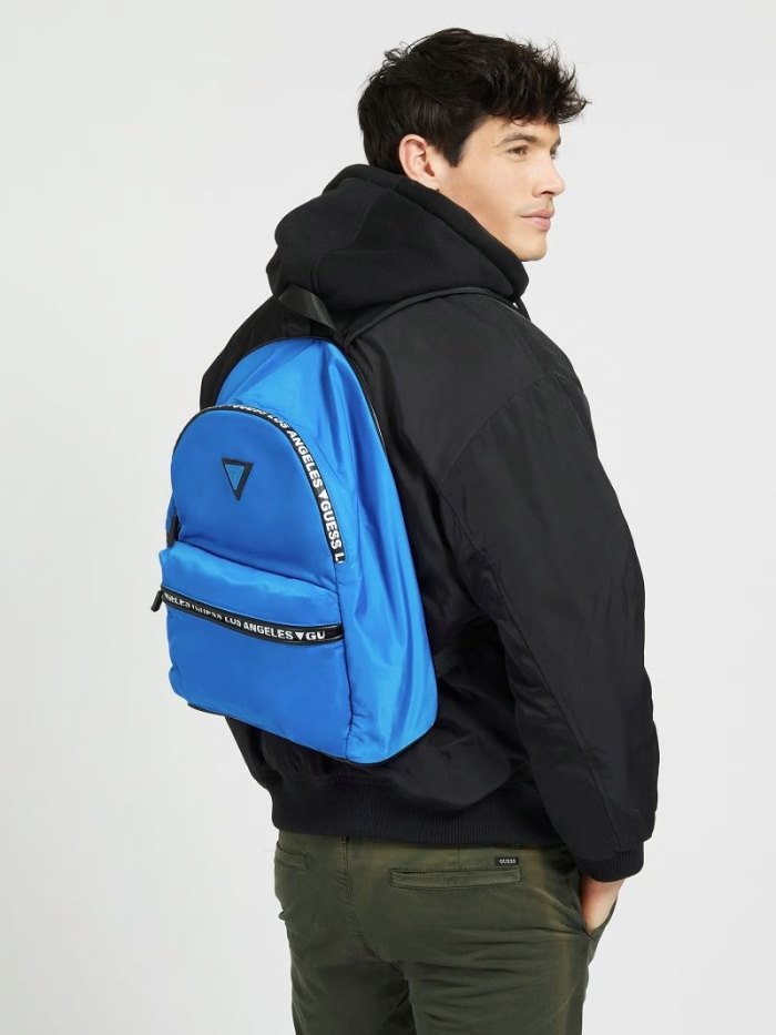 Mochilas Guess Quarto Logo Hombre Azules | SE-054826