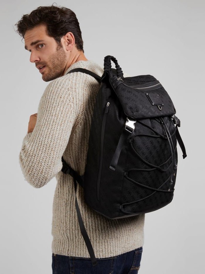 Mochilas Guess Salameda 4g Logo Hombre Negros | SE-667465