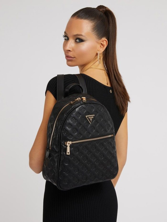 Mochilas Guess Vikky Debossed 4g Logo Mujer Negros | 