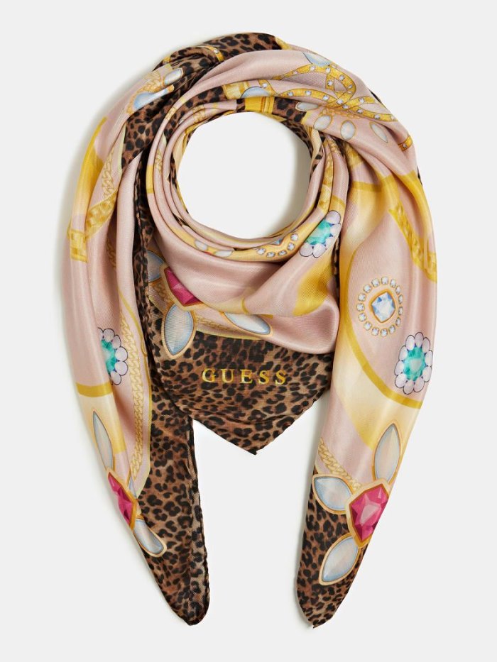 Neckerchief Guess 4g Logo Animalier Mujer Rosas | SE-131825