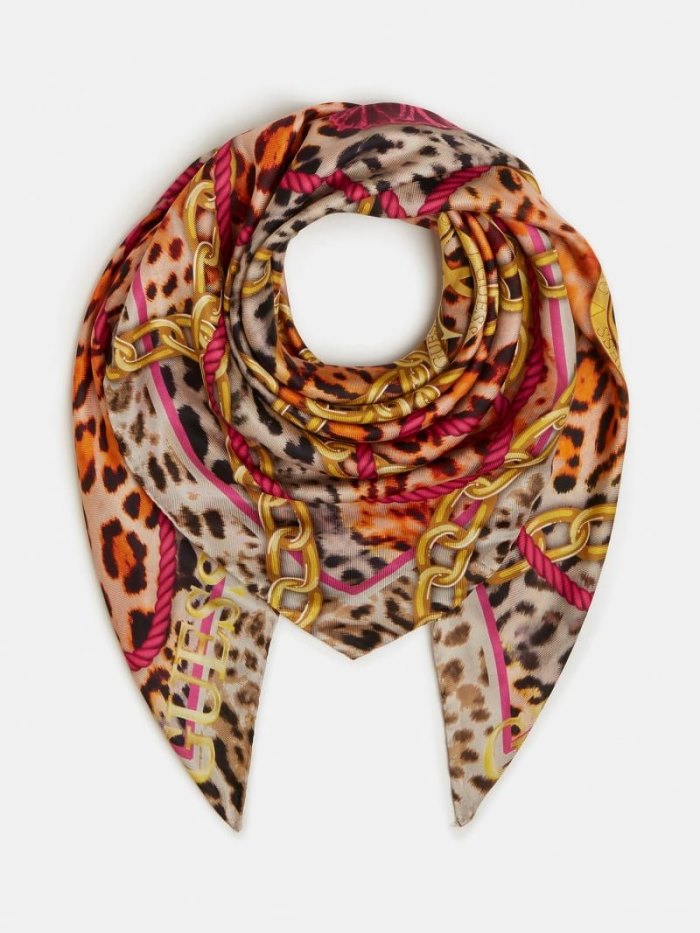 Neckerchief Guess 4g Logo Animalier Mujer Blancos | SE-972642