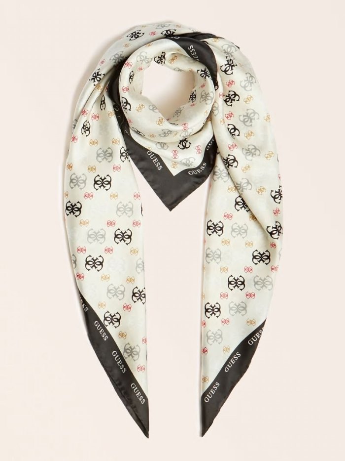 Neckerchief Guess 4g Logo Print Silk Mujer Negros | SE-299379