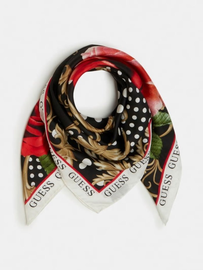 Neckerchief Guess Flower Print Logo Mujer Negros | SE-177068