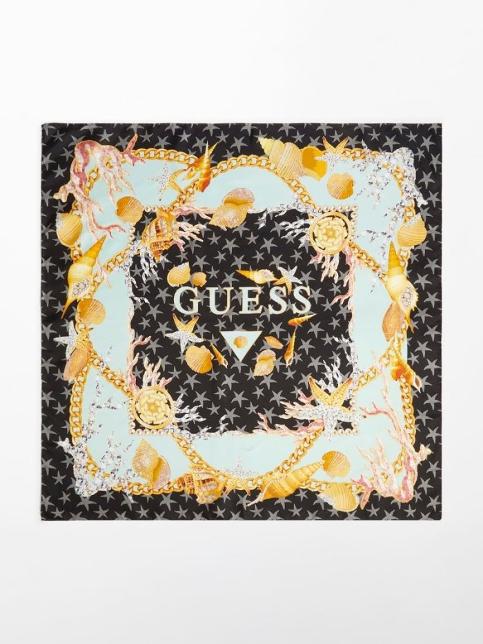 Neckerchief Guess Sea Print Logo Mujer Negros | SE-117581