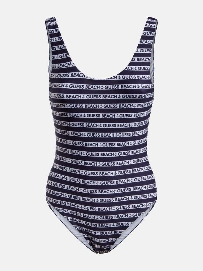 One Piece Swimsuits Guess All Over Logo Mujer Azules | SE-986961