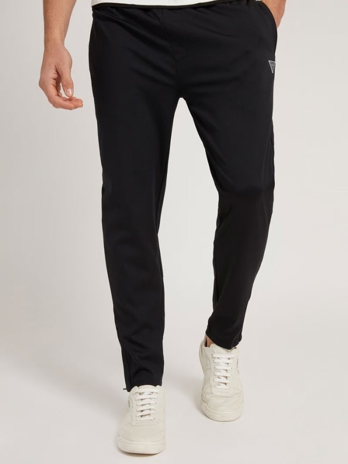 Pantalon Deportivo Guess Back Logo Hombre Negros | SE-819047