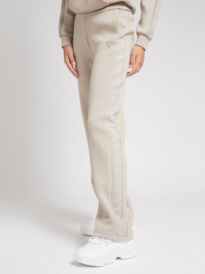 Pantalon Deportivo Guess Logo Tape Mujer Beige | SE-226442