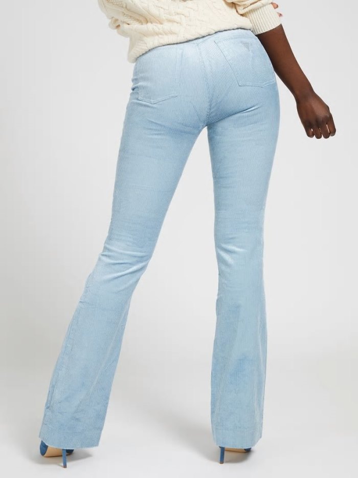 Pantalones Guess Cotton Blend Velvet Mujer Azules Claro | SE-432076